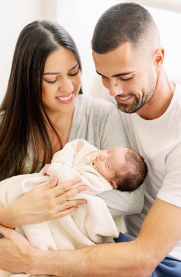 Diogo Costa with his wife Catarina Machado and newly born baby boy